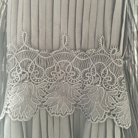 Gorgeous P.A.R.O.S.H. top with sheer sleeves and lace adjustable tie waist. - Picture 2 of 8